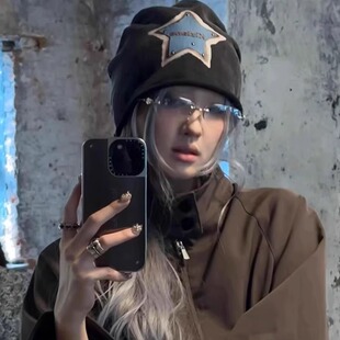 小众复古做旧星星贴布堆堆帽子女早秋甜酷冷帽包头帽y2k包头帽潮