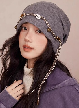 复古串珠流苏堆堆帽女波西米亚风
