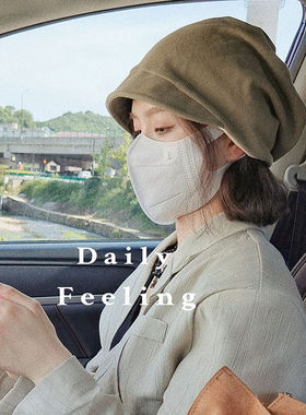 月子帽产后春秋外出休闲时尚防风盆帽帽子女款冷帽日系短檐堆堆帽