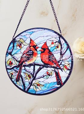彩绘玻璃挂饰，20CM复古热销挂件浮雕立线艺术装饰手工创意