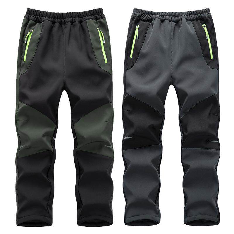 儿童冲锋裤男童冬季加绒加厚保暖秋冬软壳抓绒户外登山裤女童长裤