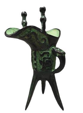 古玩铜器青铜酒杯酒樽酒爵觥摆件三角杯金属工艺品器皿