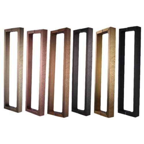 新中式加厚不锈钢玻璃大门拉手古铜色祥云酒店木门黑色把手门把手