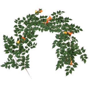 仿真凌霄假花藤条树叶子室内吊顶装饰空调水管道塑料绿植缠绕遮挡