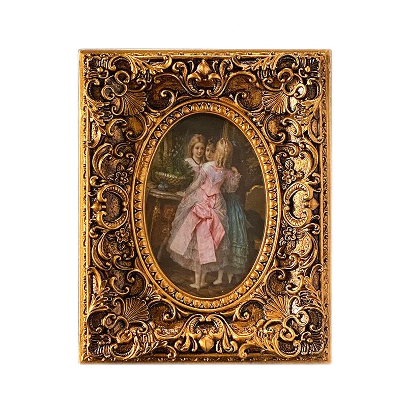 欧式复古金色相框挂壁浮雕美式创意JXP组合脂相摆框摆件树台画片