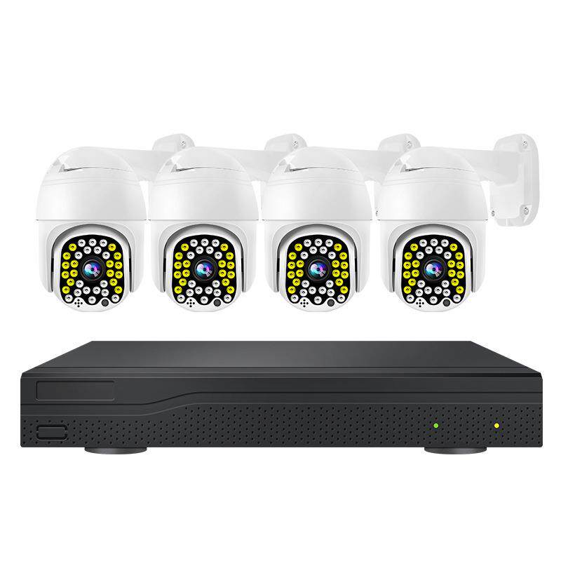 POE监控摄像头套装全彩夜视高清室外家用360度全景球机监控器全套