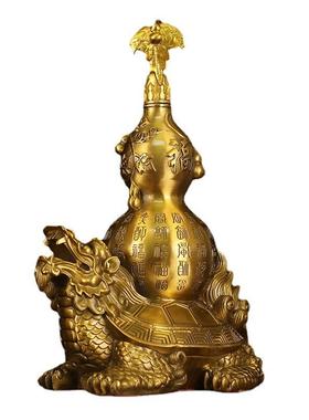铜龙龟葫芦摆件龟背葫芦铜制葫芦龙龟客厅办公室龙龟葫芦大号