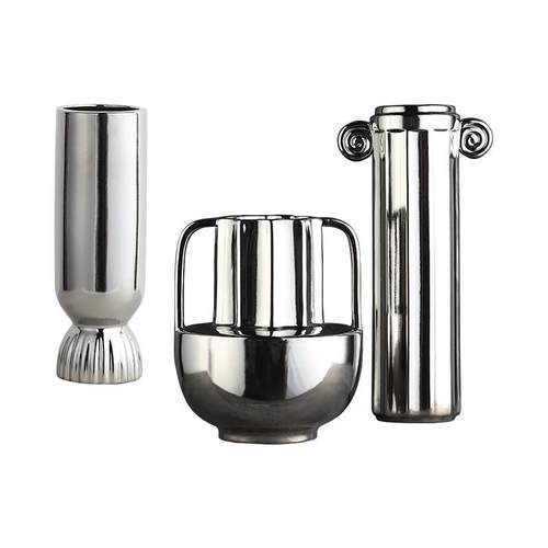 博西家居电镀陶瓷花瓶摆件客厅电视柜餐桌干插花器样板间