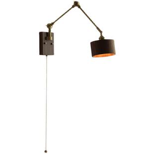 新款床头壁灯日式伸缩艺术设计师黑胡桃木带拉绳开关书房卧室灯具