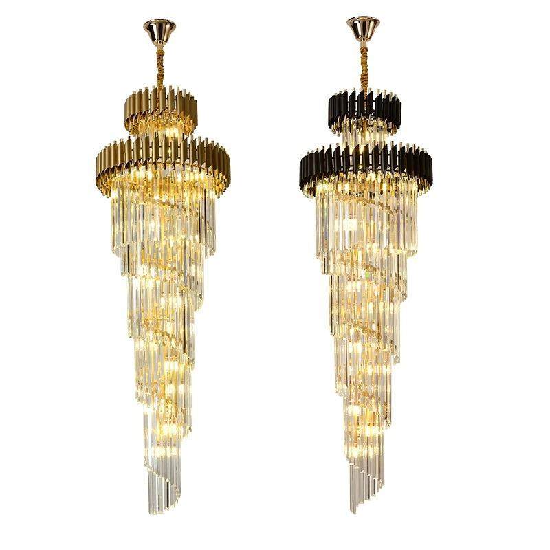 别墅挑空楼梯吊灯法式轻奢水晶灯长吊灯现代简约复式楼旋转楼梯灯,家装灯饰光源,智能吊灯,淘宝优惠券,粉丝福利购,淘宝优惠卷