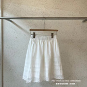 短裙百搭花边五分压褶a字裙 今年流行爆款 夏季 白色半身裙2025新款