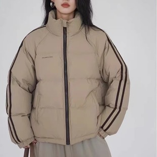 美式高街羽绒服冬季时尚宽松运动风加厚保暖羽绒棉面包服外套女