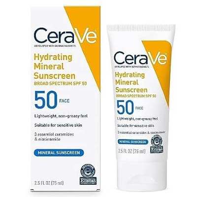 CeraVe 100% Mineral Sunscreen SPF 50 | Face Sunscreen wit