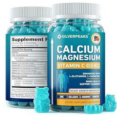 Calcium Magnesium Gummies with Vitamin D3 K2， Vitamin C -