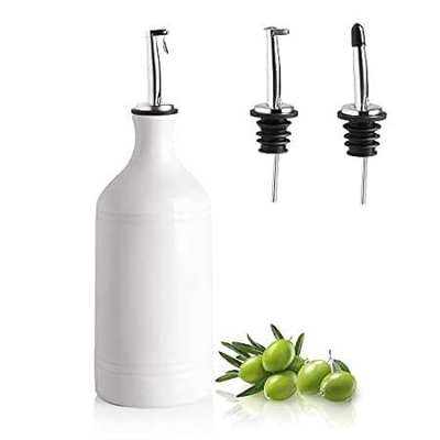 Sweejar Ceramic Olive Oil Dispenser Bottle， Opaque Oil Cr
