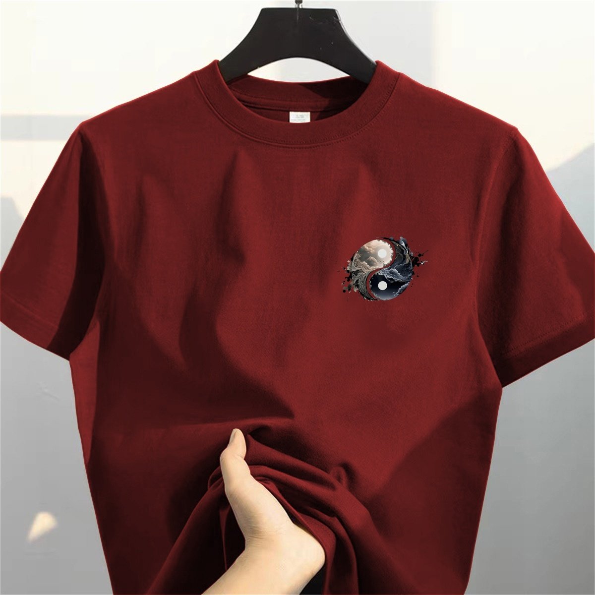 海外订单余货撤回~国潮复古纯棉上衣男女八卦图印花百搭短袖T恤潮,男装,大码上装,淘宝优惠券,粉丝福利购,淘宝优惠卷