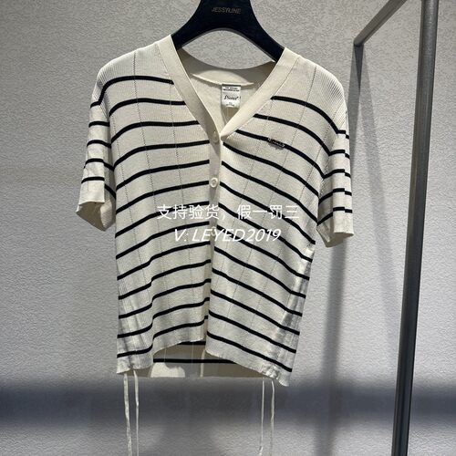 Jsister 2024夏款专柜正品新款百搭黑米条纹针织衫S423104389-799