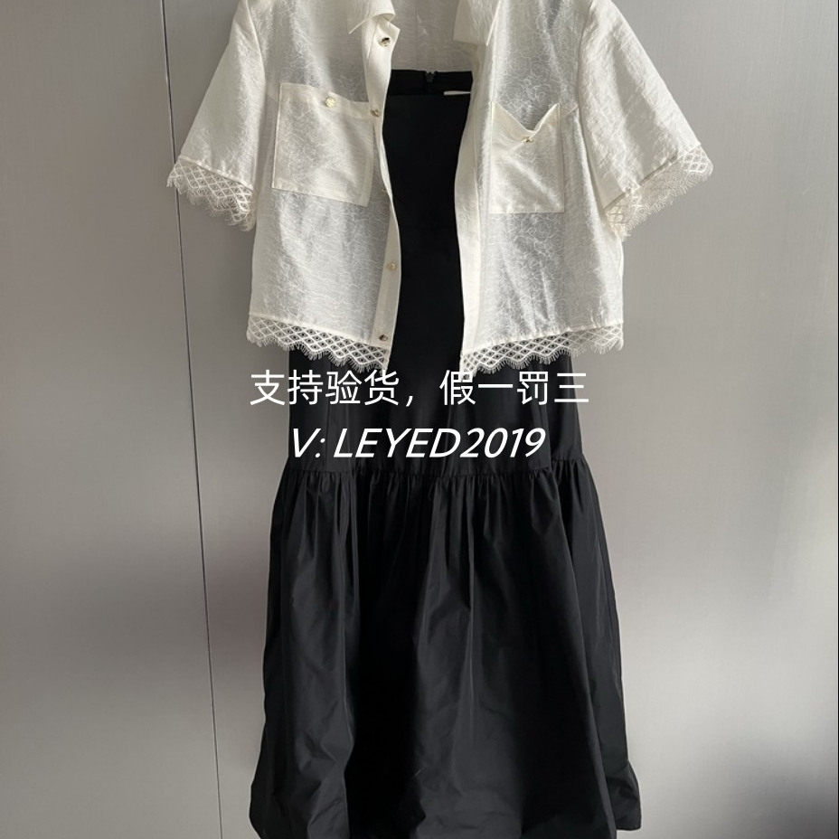 jsister 2024夏装专柜 JS女装时尚黑白连衣裙套装S421216243-1490