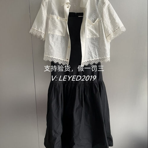 jsister 2024夏装专柜 JS女装时尚黑白连衣裙套装S421216243-1490