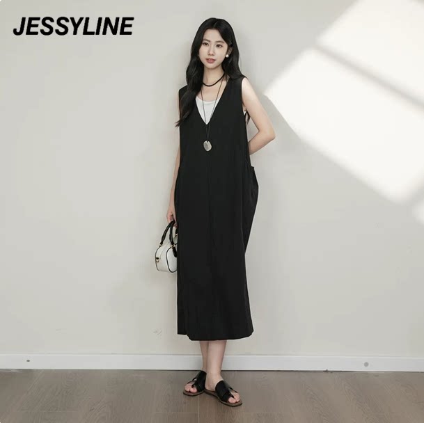 jessyline杰茜莱2025夏款黑白连衣裙两件时尚套装R520416105-699图片