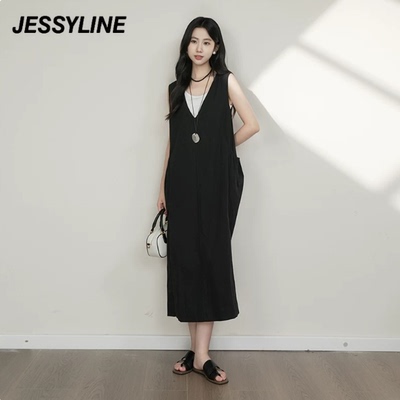jessyline杰茜莱2025夏款黑白连衣裙两件时尚套装R520416105-699