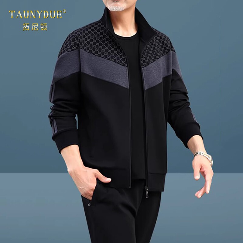 TAUNYDUE男士运动套装春秋季2026新款爸爸春装中老年休闲运动服