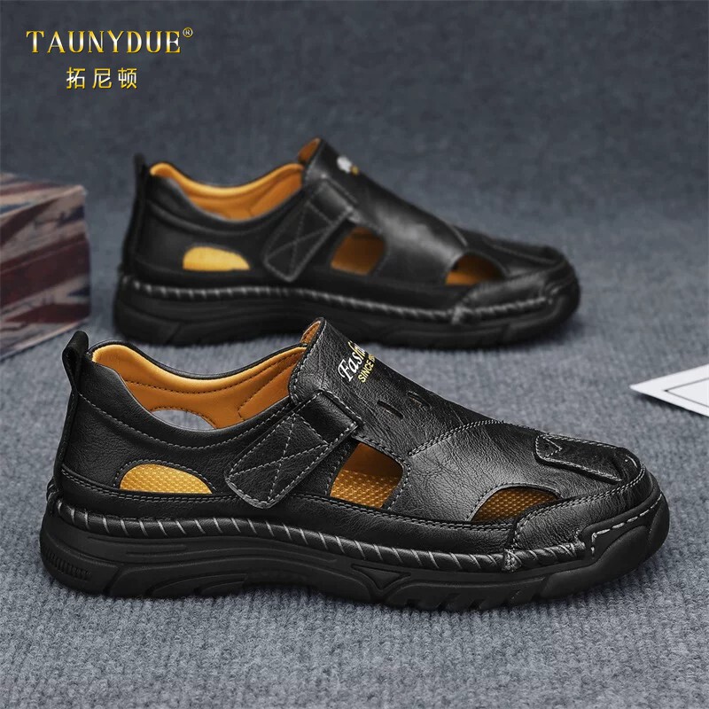 TAUNYDUE清新夏日镂空软底凉鞋男