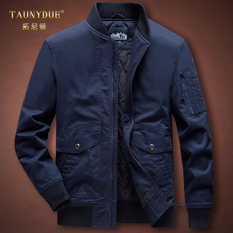 加棉加厚宽松大码棉服夹克男冬季棒球棉衣男多口袋工装棉袄爸爸装