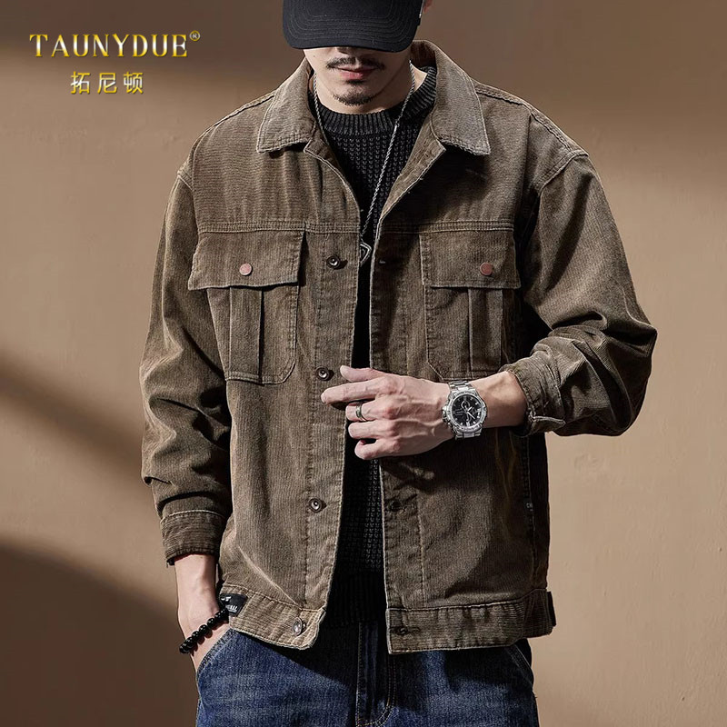 美式重磅复古工装灯芯绒潮牌夹克