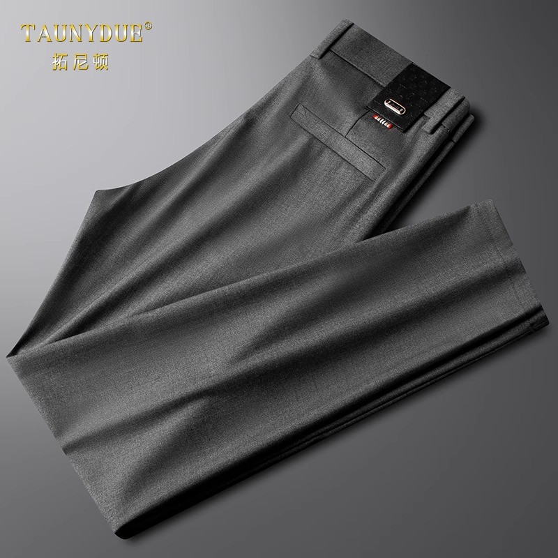 休闲裤男士高档灰色薄款修身2025新款夏季透气免烫小直筒西裤男款