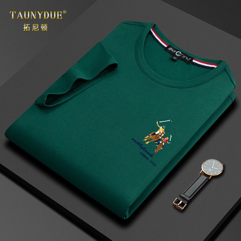 保罗·奢伦多圆领纯棉短袖t恤男夏季新款polo衫男士半袖有领体恤