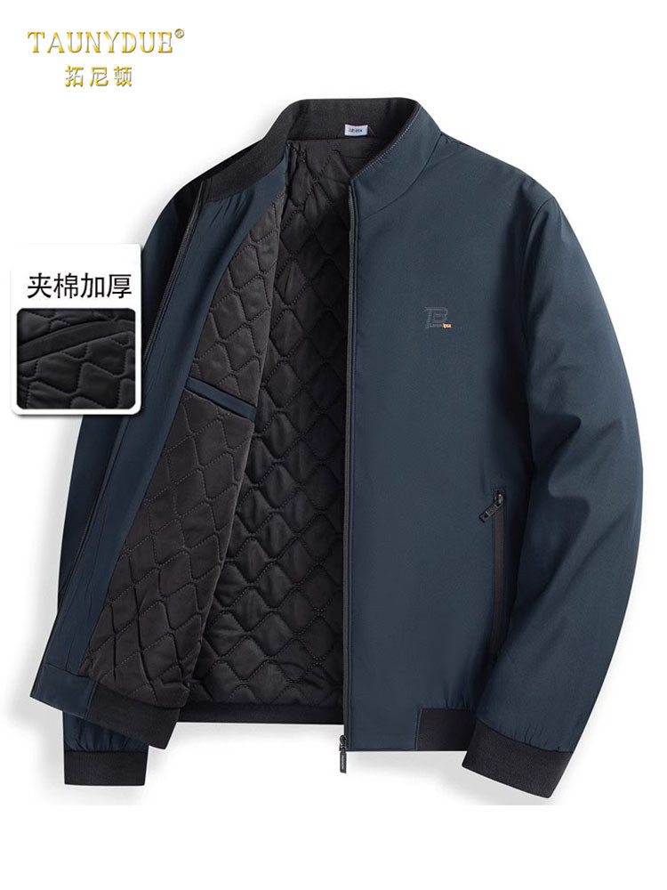 商务休闲夹棉棉服夹克男秋冬季2025新款中老年装衫爸爸装外套二棉