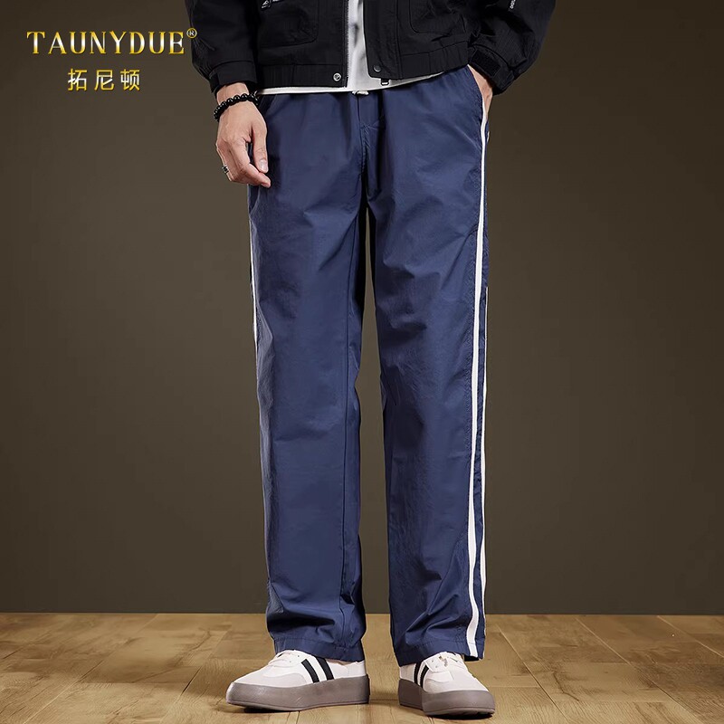 TAUNYDUE男士高街侧边条纹休闲裤
