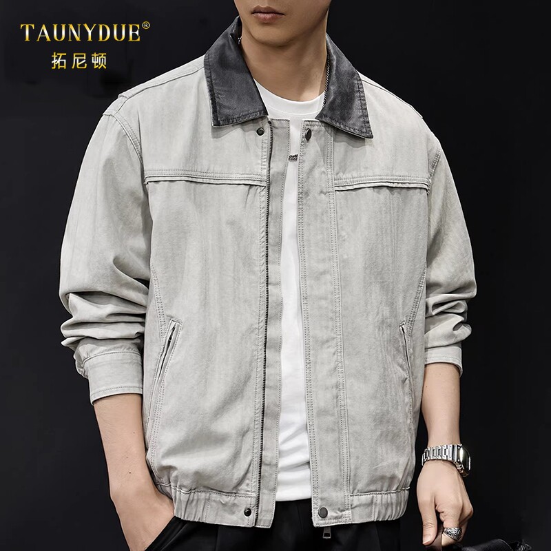 TAUNYDUE做旧肌理感工装休闲夹克男春季2026新款宽松大码衣服外套