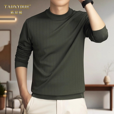 半高领条纹打底衫男士2025新款