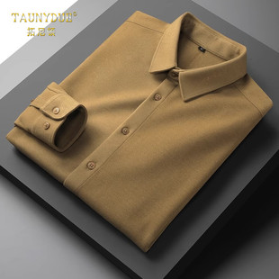 秋冬季 男士 男新款 时尚 商务休闲修身 尖领寸衣长袖 绣花加绒保暖衬衫