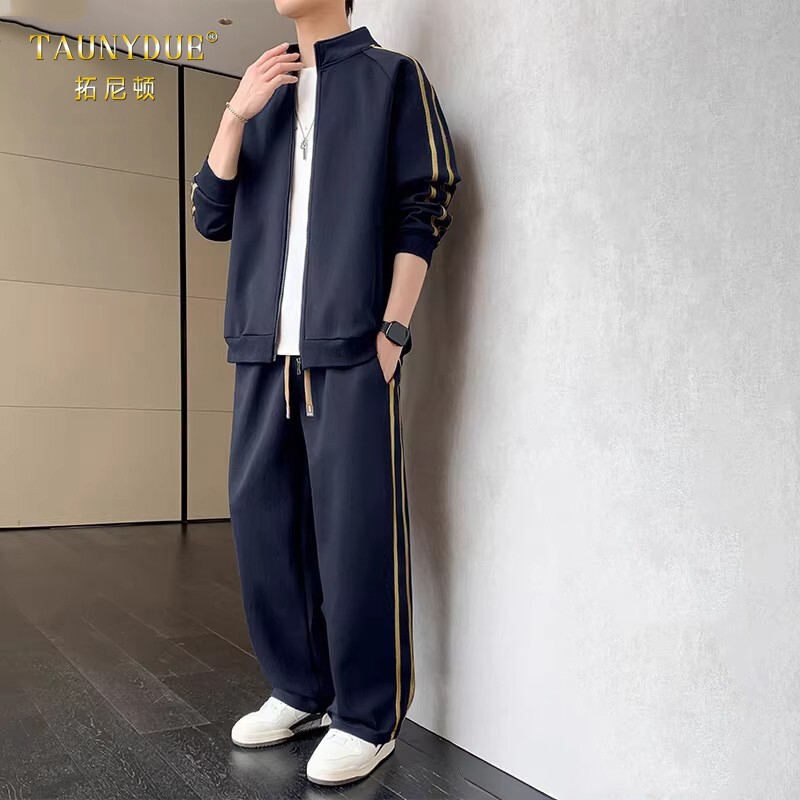 TAUNYDUE早春休闲运动套装男士2026加厚卫衣外套搭配长裤男一套