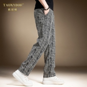 复古人字纹休闲裤 夏季 新款 TAUNYDUE高端男士 宽松垂感直筒裤 子男