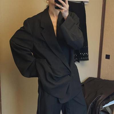 阿树家 阿水 0328| 私服系列 深麻灰色精纺羊毛一粒扣翻驳领西装