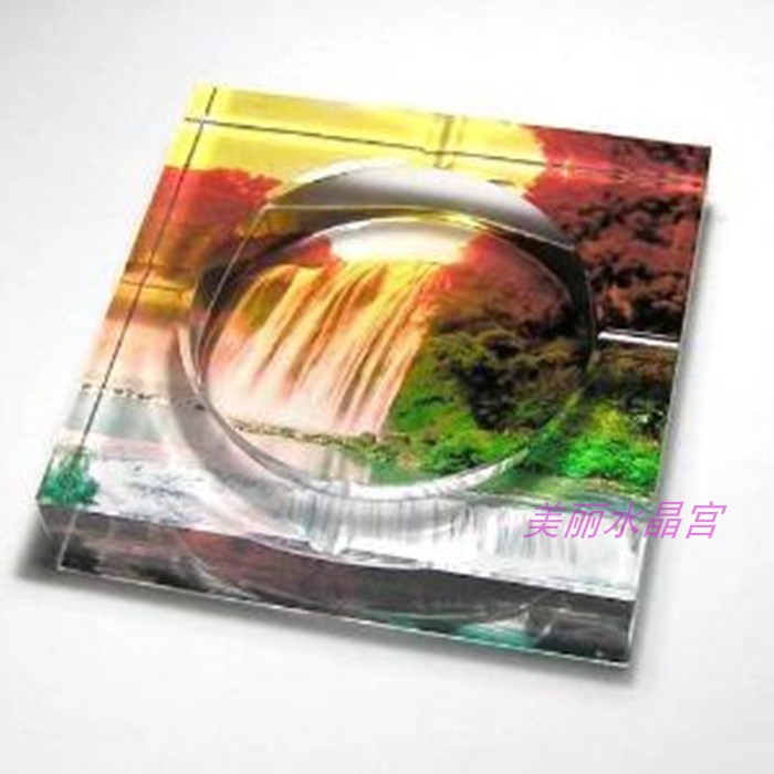 水晶玻璃烟灰缸现代风景轻奢创意个性礼品客厅家居办公室实用装饰图片