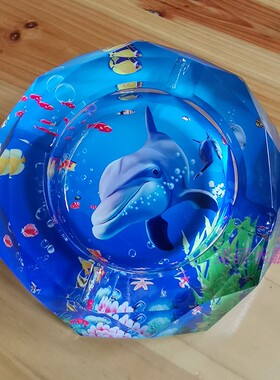 实用时尚水晶玻璃烟灰缸创意礼品精品高档海底世界彩印家居摆件