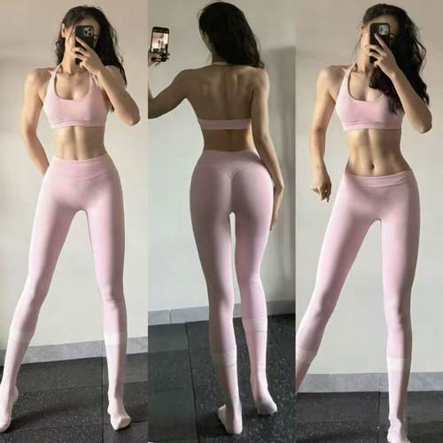 挂脖美背聚拢运动高腰紧身提套装