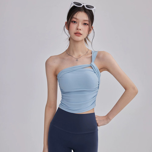 单肩带运动内衣一体式防震高强度瑜伽背心外穿美背普拉提训练文胸