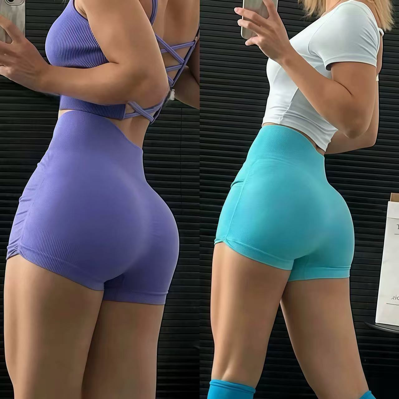 高腰提臀五分裤瑜伽短裤健身高弹