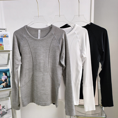 lulu瑜伽服女长袖紧身显瘦