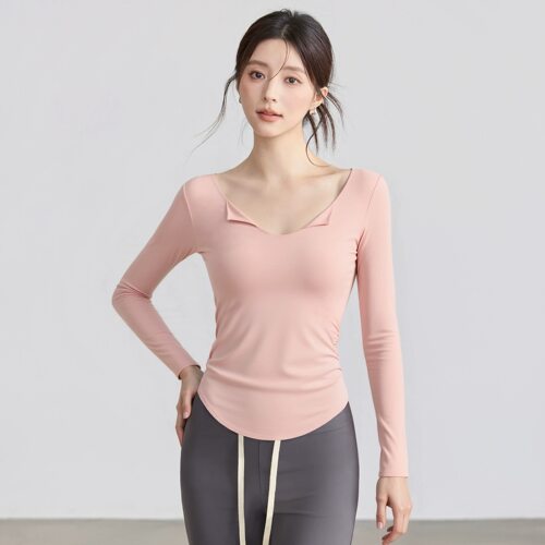 瑜伽服女秋季修身显瘦运动上衣气质长袖罩衫专业普拉提训练健身服