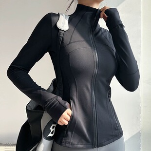 悠美瑜伽服女修身 显瘦百搭速干拉链跑步运动立领上衣健身外套秋冬