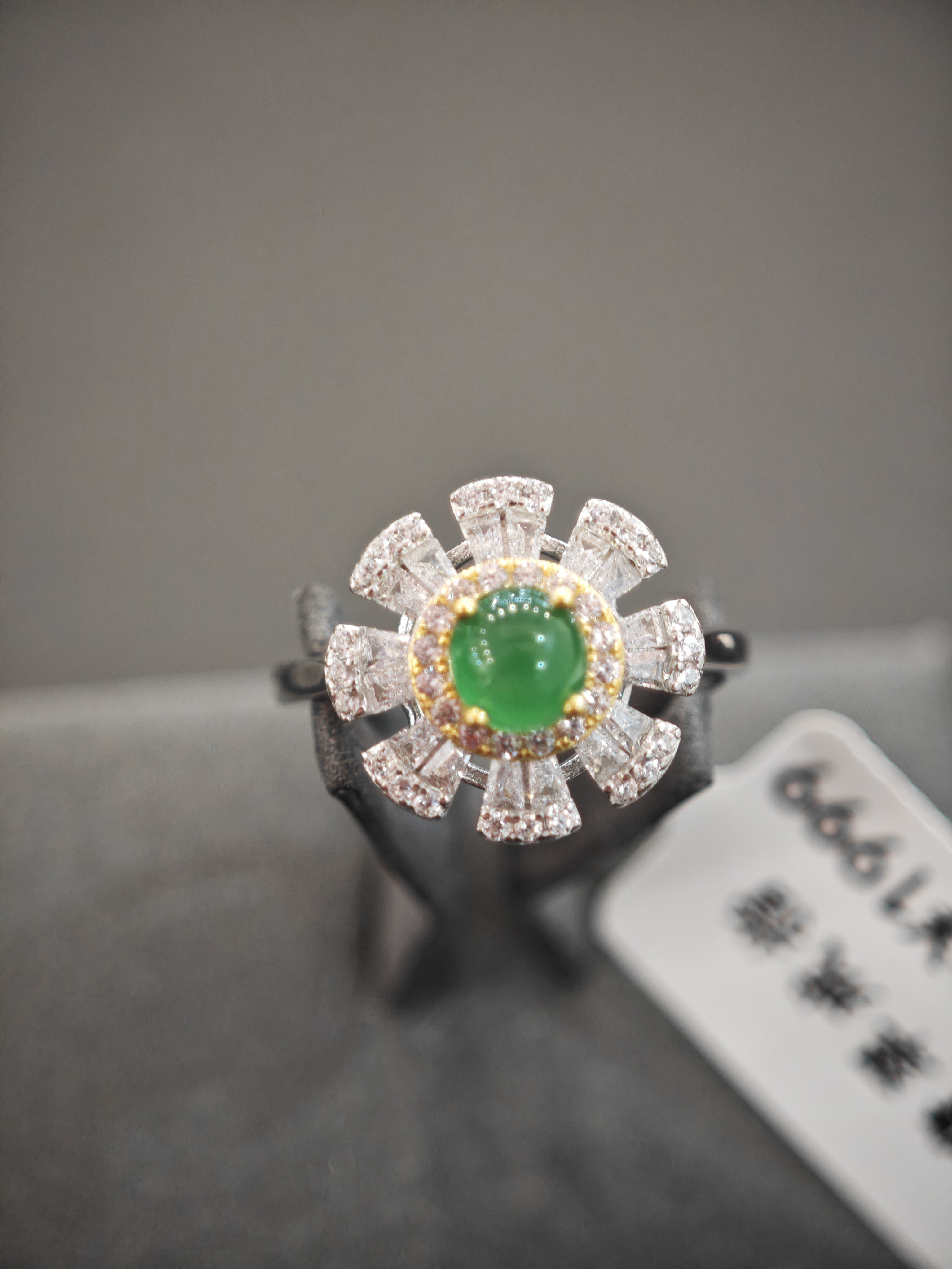 天然缅甸翡翠A货玉戒指保真镶嵌玉指环蛋面尾戒生日礼物送女友