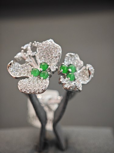 花开富贵设计款缅料A货花朵开口戒指年会戒指