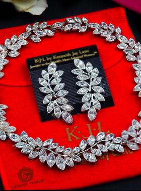 KJL热带雨林树叶项链耳夹耳环